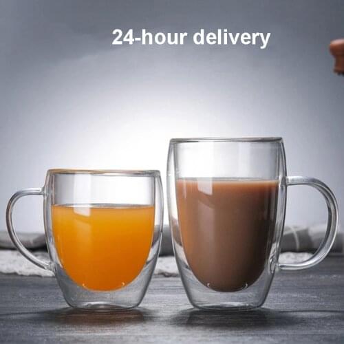 Double Wall Glass Coffee Tea Cups Heat Resistant Double Wall Coffee Mugs Transparent Glass Coffee Cup Milk Whiskey Tea Beer Cup