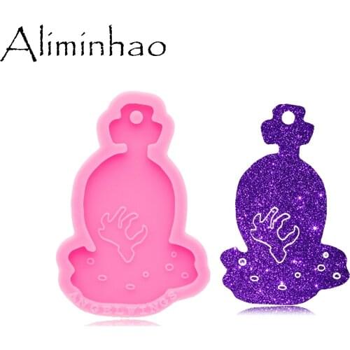 DY0742 Super Glossy Halloween Tombstone Resin Silicone Mold DIY Epoxy Keychain Mould Decoration