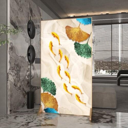 Light luxury metal art screen partition living room bedroom block dining room entrance entrance mobile screen goldfish