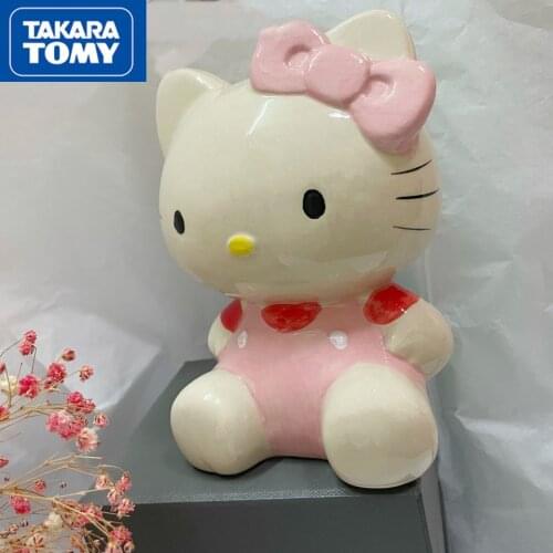 TAKARA TOMY Hello Fashion cute cartoon Hello Kitty ceramic material piggy bank simple leisure children piggy bank