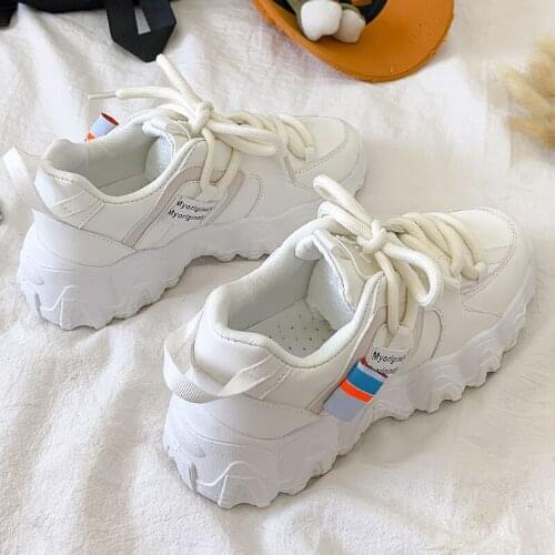 Daddy Shoes Womens New Breathable Ins High-heeled Thick-soled Mesh Sneakers Lace-up Casual Womens Shoes