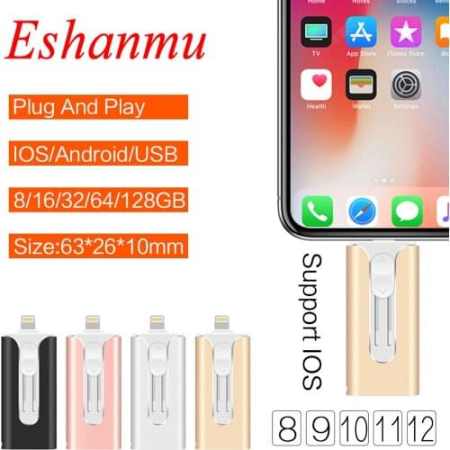 3 IN 1 Fashion Usb Flash Drive For IOS/Android/USB 4GB 8GB 16GB 32GB 64GB 128GB Pendrive Memory Disk Mini Usb Storage Device