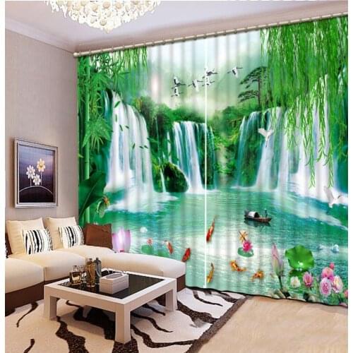 Waterfall curtain Beauty Digital Photo Printing Blackout 3D Curtains for Living Room Bedding Room Hotel Drapes Cortinas waterfal