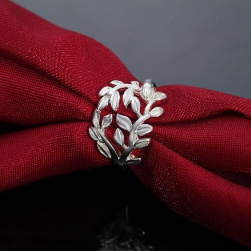 925 Sterling Silver Rings For Women fine Retro elegant leaf Fashion Party Gifts Girl student Charm wedding good Jewelry