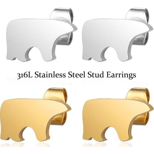 316L Stainless Steel Animal Stud Earrings for Women Jewelry Never Fade Top Quality Fashion Yellow Earring Party Ear Jewelry