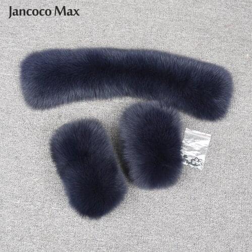 Winter Women Real Fur Collar Set Fox Raccoon Cuff Fluffy S7933