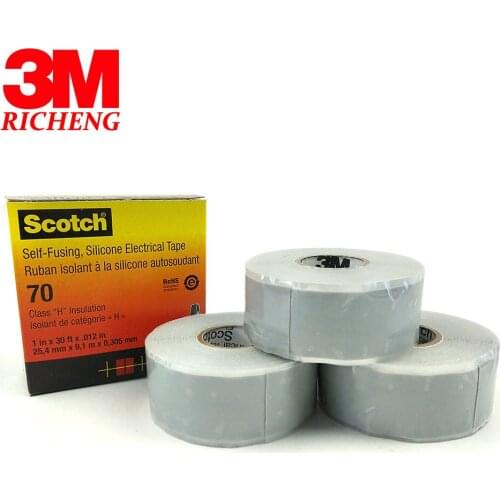 1 Roll (25.4mm*9.1m*0.3mm) 3M tape 70 Self-Fusing, Silicone Rubber Heavy Duty Triangular Electrical Tape