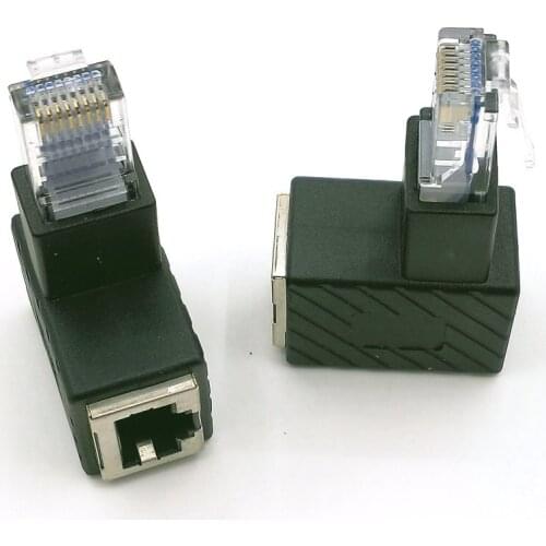 1pcs Up Down Left Right Angled 90 Degree 8P8C FTP STP UTP Cat 5e RJ45 Lan Ethernet Network extension Male to Female