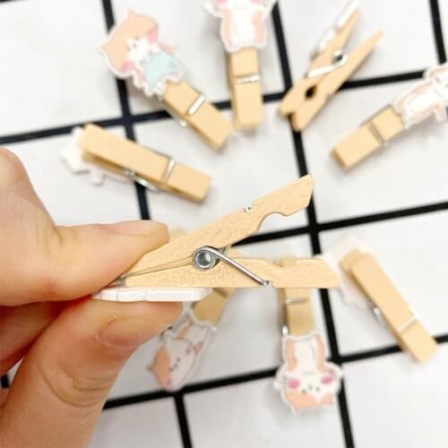10pcs/lot Kawaii Yellow Cat Wooden Clips Photo Memo Paper Clips Stationery Clothespin Christmas Gifts