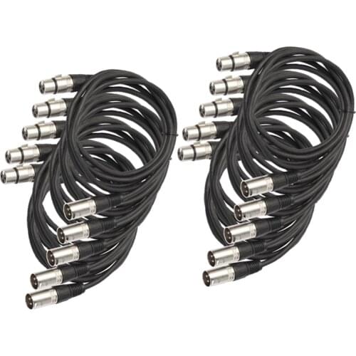 10x Black XLR Microphone Cable,6 FT XLR Male to Female Balanced 3-Pin Mic Cables
