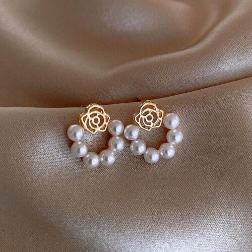 2021 Trendy Flower Pearl Earrings For Women Charm Small Flowers Snowflake Zircon Earring Party Wedding Engagement Jewelry