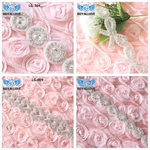 4 yards wholesale elegant beaded glass crystal silver beads Rhinestone Applique sewing on wedding dress belts sash Trimmings