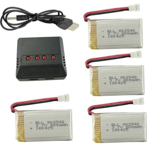 Battery Syma X5C X5S X5SW X5C-1 V931 H5C CX-30W 4PCS 800mAh battery and charger Quadcopter Spare Parts With 3.7V X5C Battery