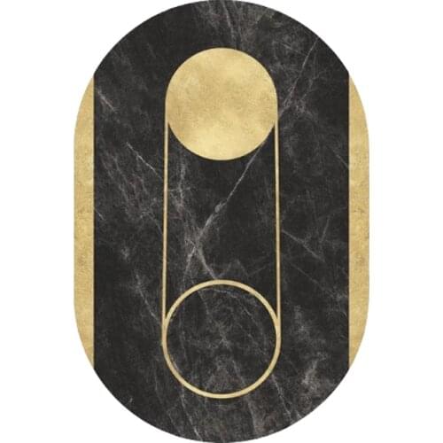 Affordable Luxury Style Green Oval Carpet American Ins Style Living Room Carpet Black Gold Color Matching Personality rug