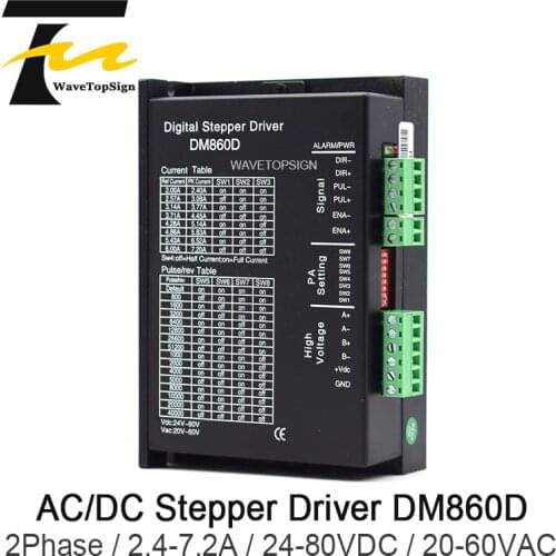 2Phase Stepper Motor Driver DM860D Current 2.4-7.2A Input Voltage 24-80VDC 20-60VAC Engraving and Cutting Machine