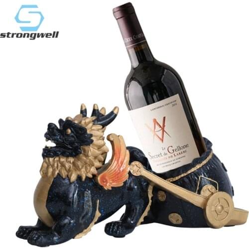 Strongwell European Lucky Mascot Sculpture Home Decoration Crafts Multifunction Wine Holder Red Wine Rach TV Cabinet Decoration