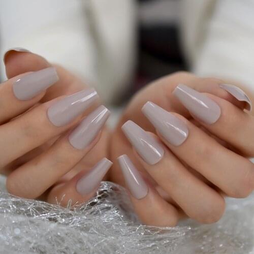 Medium Long Tapered Designed ABS False Nail Tips Artificial Daily Natural Press On Design Nail Acrylic Square Fingernail