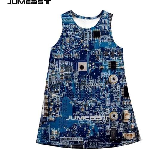Jumeast Brand Women 3D Printed Dresses Electronic Chip Hip Hop Summer Fashion Sleeveless Dress Suspender Nightdress