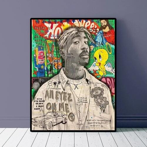 Graffiti Tupac Pop Art Singer Hip Hop Portrait Poster 2Pac Rapper Canvas Painting Print Wall Picture For Living Room Home Decor
