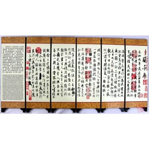 China collection Lacquer ware painting crane folding screen-Orchid Pavillion Series