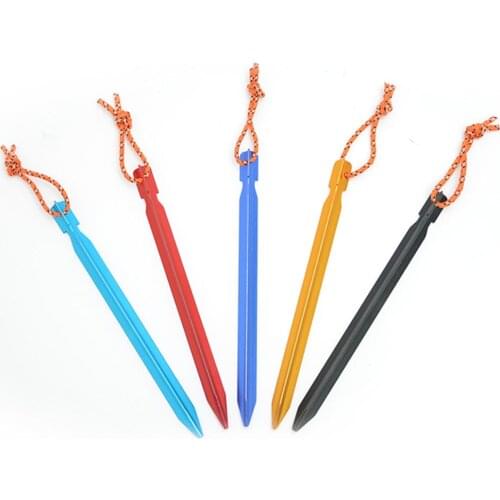 Tent Pegs 6PCS 23cm Professional Aluminum Stake with Rope Outdoor Tent Nail Peg Tent Camping Hiking Outdoor Equipment