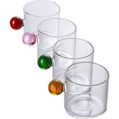 100-150ml Creative Color Ball Handle Espresso Coffee Mug Vodka Sake Shochu Cup Fashion Drinkware Wine Shot Glass