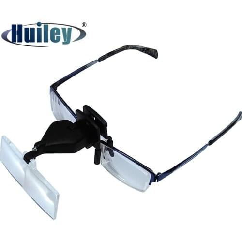 1.5X 2.5X 3.5X Glasses Clip Magnifier Hands Free Head Magnifier with LED Light and 3 Adjustable Plastic Lens for Repair