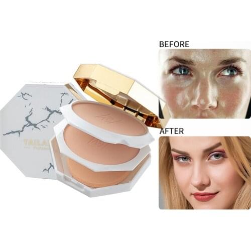 Marble 2 Colors Make Up Face Powder Bronzer Highlighter Shimmer Brighten Face Pressed Powder Palette Contour Makeup