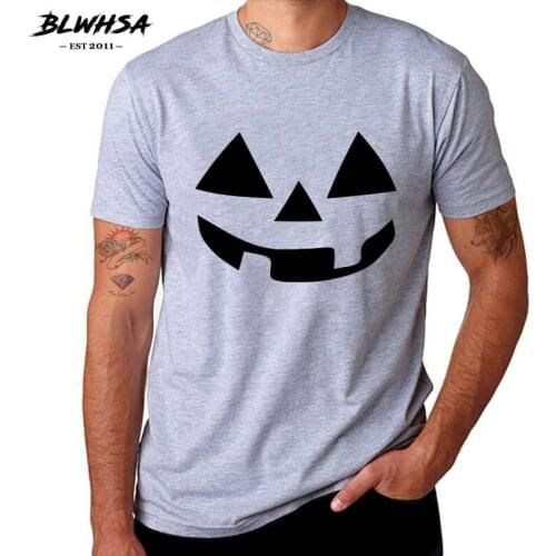 BLWHSA Before Christmas Men T-Shirts Short Sleeve Halloween Pumpkin Design Smiling Pumpkin Face Funny Cotton Casual Top&tee