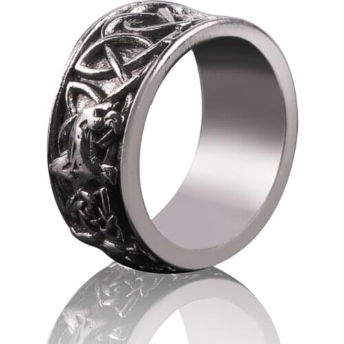 Personality Male Nordic Mythology Giant Wolf Fenil Defense Totem Amulet Finger Rings Hip Hop Pirate Wolf Ring For Men