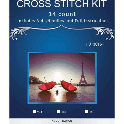 Oneroom French Tower Red Umbrella Embroidery Crafts Needlework 14CT Unprinted Arts Cross Stitch Kits DMC DIY Quality