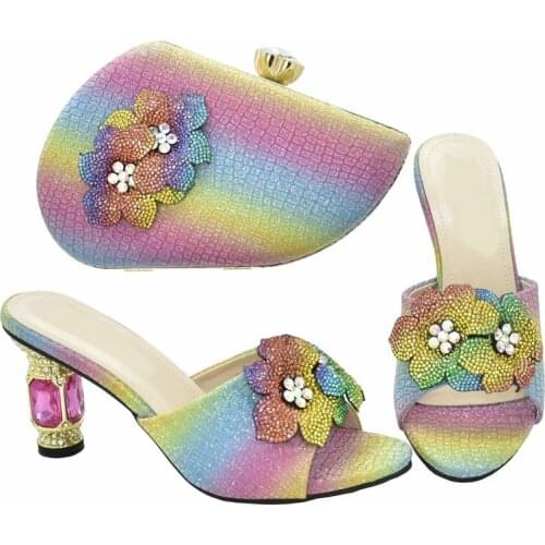 Latest Wedding Shoe and Bag Sets Italian design African Shoe and Bag Set Decorated with Appliques Ladies Shoes with Matching
