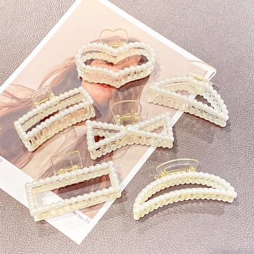 New Hyperbole Big Pearls Acrylic Hair Claw Clips Big Size Makeup Hair Styling Barrettes for Women Hair Accessories Hairgrip