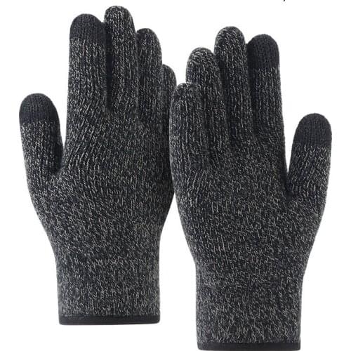 New Touch Screen Gloves Unisex Winter Double Layer Plus Velvet Thick Warmth And Cold Wool Knitted Outdoor Camping Sports Gloves