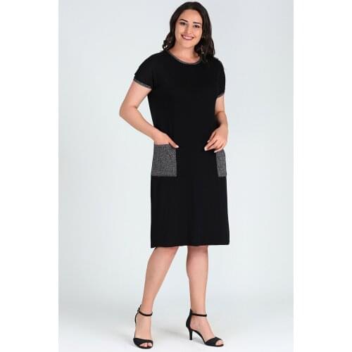 New Season Fashion Plus Size Sim Pocket Short Slevee Dress Natural Viscose Soft Elastic Fabric