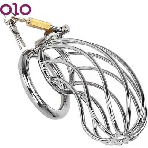 OLO Cock Ring Chastity Belt Stainless Steel Lockable Penis Sleeve Lock Cock Cage Male Chastity Device Sex Toys for Men