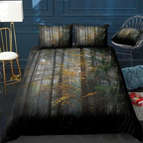 Autumn forest Quilt Cover Pillowcase 3Piece Comforter Bedding Set With Pillow Case Single Double Duvet Cover Home Decora