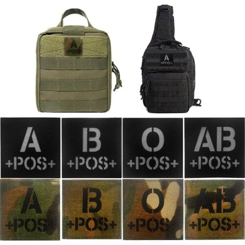 Blood Type Reflective Patch Armband Badge First Aid Recsue Decorative A B O AB Sewing Applique Tactical Patches