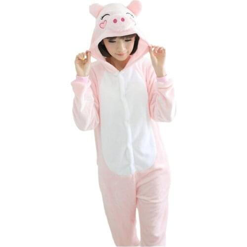 Kigurumi Pink Pig Onesies Pyjamas Cartoon Animal Cosplay Costume Pajamas Adult Onesies Sleepwear Halloween
