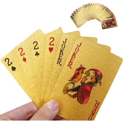 24K Gold Playing Cards Poker Game Deck Gold Foil Poker Set Plastic Magic Card Waterproof Cards Magic