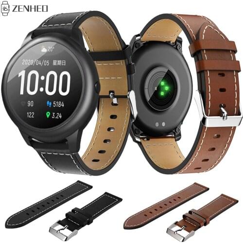 22mm Leather Watchband Strap for Xiaomi Haylou Solar LS05 Smart Watch Band