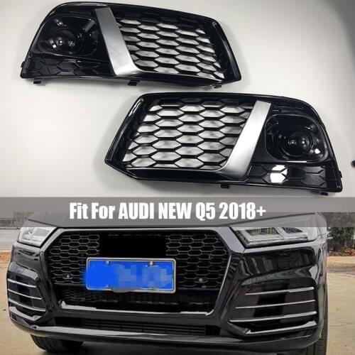 Car Front Bumper Fog Lamp Grills Fit For Audi new Q5 Q5L 2018 2019 in Racing Grills ABS Replacement Fog Light Grills