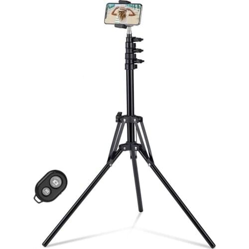 63 Inch Selfie Stick Tripod Camera Ring Light Metal Lightweight Phone Holder for IPhone 12 11 Gopro 9 8 160cm Adjustable Tripod