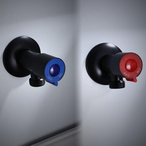 Bathroom Triangle Valve Cold Hot Water Mixer Angle Valve Faucet Black Color 304 Stainless Steel Kitchen Tap Bathroom Accessories