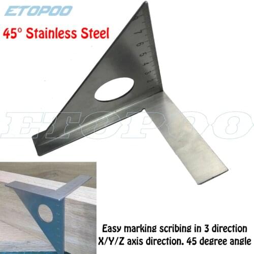 45 degree Triangular Measuring Ruler Stainless Steel Rafter Speed Square 3D triangle square T and Tri Angle Square Scriber tool