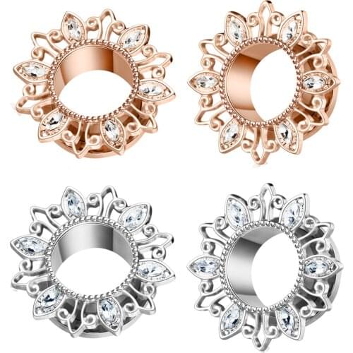 Ear Plugs Stainless Steel Piercing Earrings Gauges Flesh Tunnel Hand Polish Expanders Body Jewelry