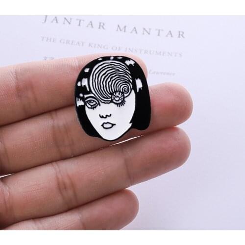 Horrific Picasso Style Pin Vortex Uzumaki Junji Ito Tomie Horror Goru Eyeball Manga Anime Japan Japanese Enamel Pin Badge
