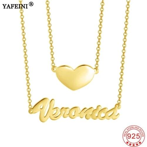 YAFEINI Personalized Letter Necklace 925 Sterling Silver DIY Necklace Name Silver 925 Name Couple Jewelry Necklace Pendant Gifts