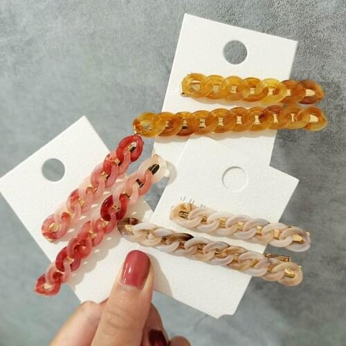 Japan Korean 2020 New Vintage Acetic Acid Acrylic Resin Chain Hair Clips Barrettes Hairpins For Women Fashion Hair Accessories