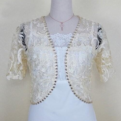 Womens Short Sleeve Floral Lace Shrug Bolero Cardigan Tess Capelet, Wedding Capelet, Wedding Cape, Wedding Cover Up, White Cape